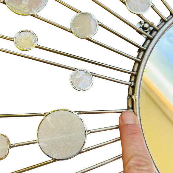 SUNBURST MIRROR silver w/ capiz shells - read - Picture 11 of 13